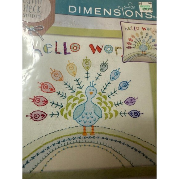 VTG Dimensions Hello World Embroidery Kit Cathy Heck Studio 10” x 10” New Seal - Picture 2 of 9